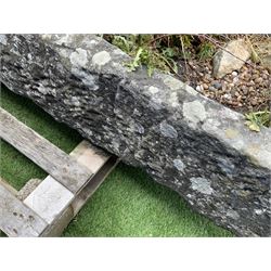 18th/19th century shallow sandstone trough/planter, long rectangular shape with rough cut and tooled sides, planted - THIS LOT IS TO BE COLLECTED BY APPOINTMENT FROM DUGGLEBY STORAGE, GREAT HILL, EASTFIELD, SCARBOROUGH, YO11 3TX