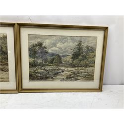 English School (19th/20th century): Waterfalls, pair watercolours unsigned 33cm x 48cm