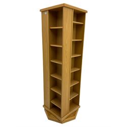 Light oak revolving CD storage trinket tower, adjustable shelves