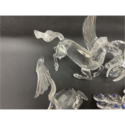 Swarovski Crystal animals, to include sheep, pigs, antelope, cockeral and hen, chicks, Pegasus, owls, giraffe, etc, together with Swarovski Crystal dancer, Isadora