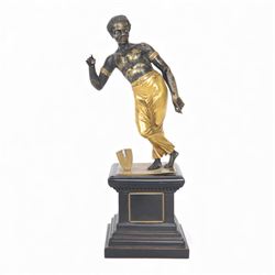 19th century brass finished, and gilded figure, probably originating from a clock, now set...