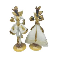 Pair of murano glass figures of Courtesans, H37cm