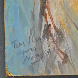 Tom Keating (British 1917-1984) after Pablo Picasso (Spanish 1881-1973): Lady in a Wide Brimmed Hat, watercolour and acrylic on board signed, 46cm x 33cm 