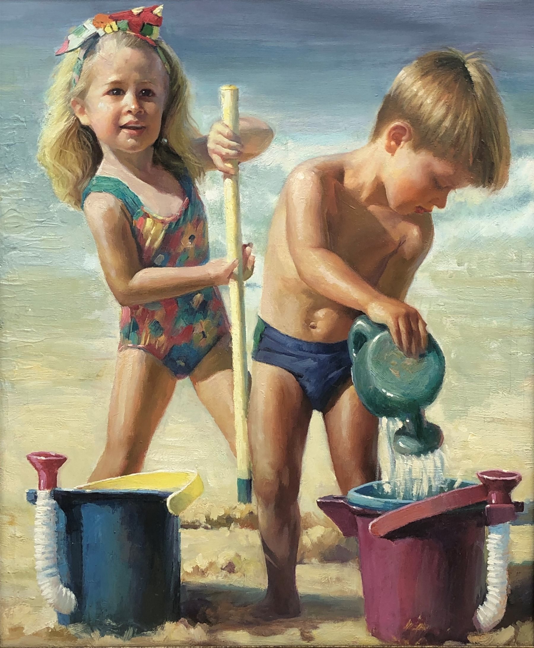 English School (20th century): Summer Holidays, oil on canvas unsigned 60cm x 50cm