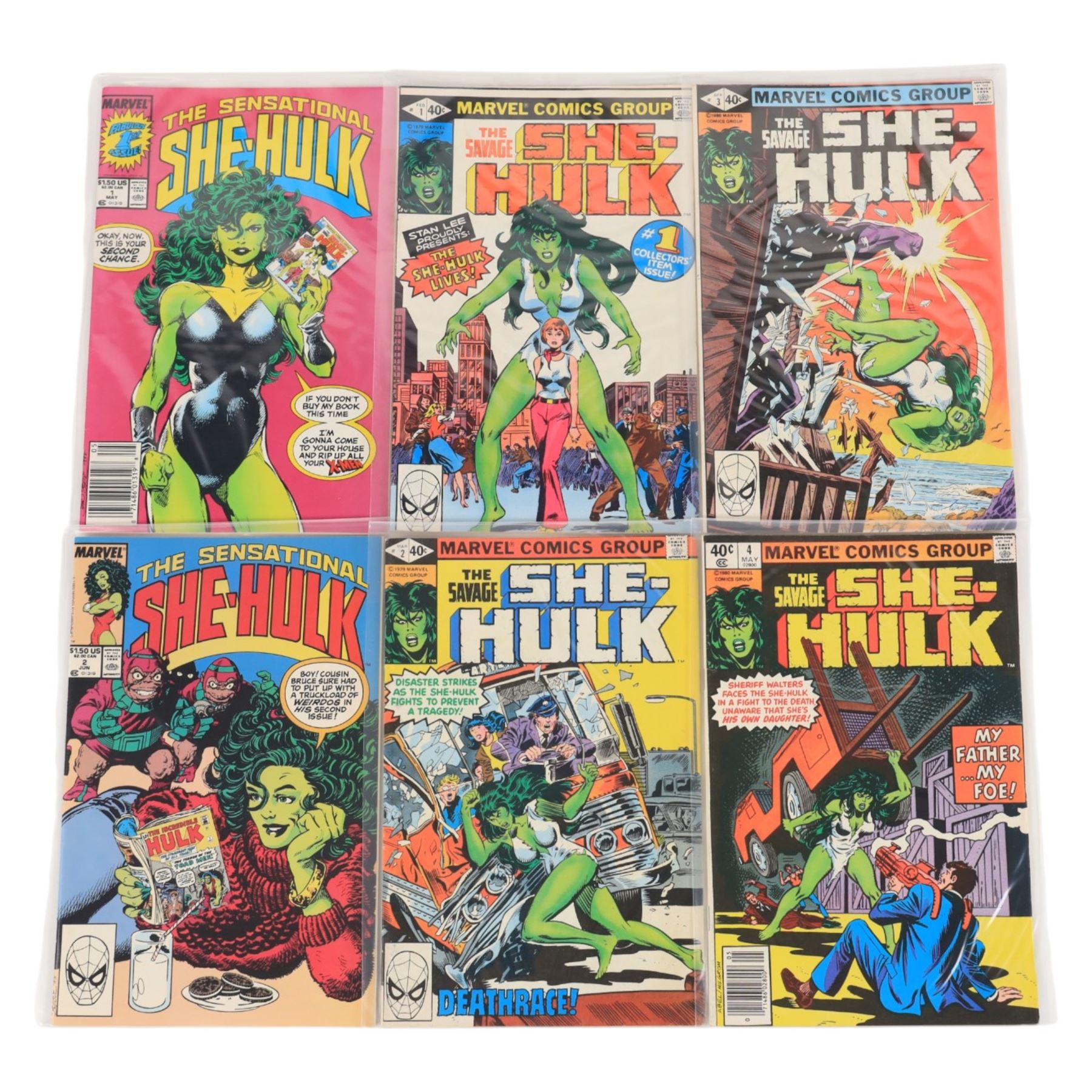Twenty-five Marvel Bronze Age 'The Savage She Hulk' comic books, spanning years 1979-1981, comprising issues #1-#25 and two 'The Sensational She Hulk' comic books issues #1 and #2