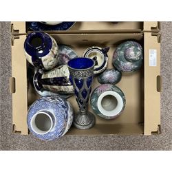 Collection of ceramics and metalware, to include Masons Chartreuse large jar and Copeland Spode's serving dishes, in three boxes