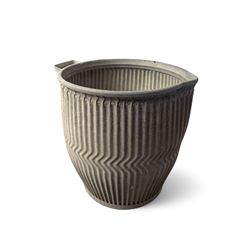 Galvanised washtub in the form of barrel, impressed 1937 to base, H52cm, diameter 46cm