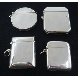  Three Edwardian silver vesta cases by Mappin & Webb, Horace Woodward & Co Ltd and Walker & Hall and a Victorian one by Deakin & Francis Ltd (4)  