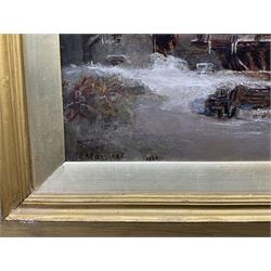 Dutch School (19th Century): Windmill and Frozen Lake, oil on canvas indistinctly signed 'S E Marriag*' and dated 1834, 24cm x 34cm 