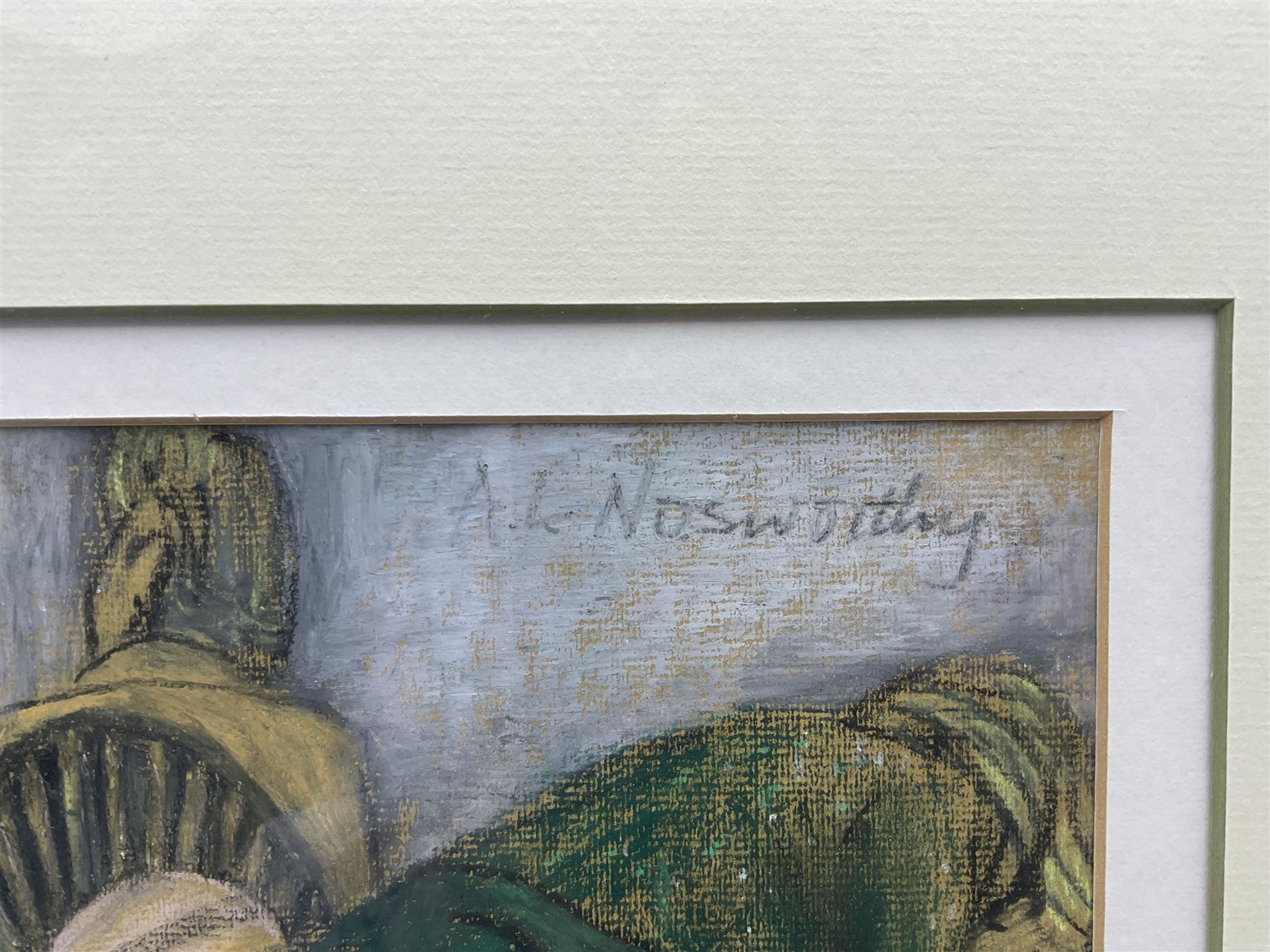 AL Nosworthy (20th century): Cafe Scene, pastel signed 22cm x 32cm