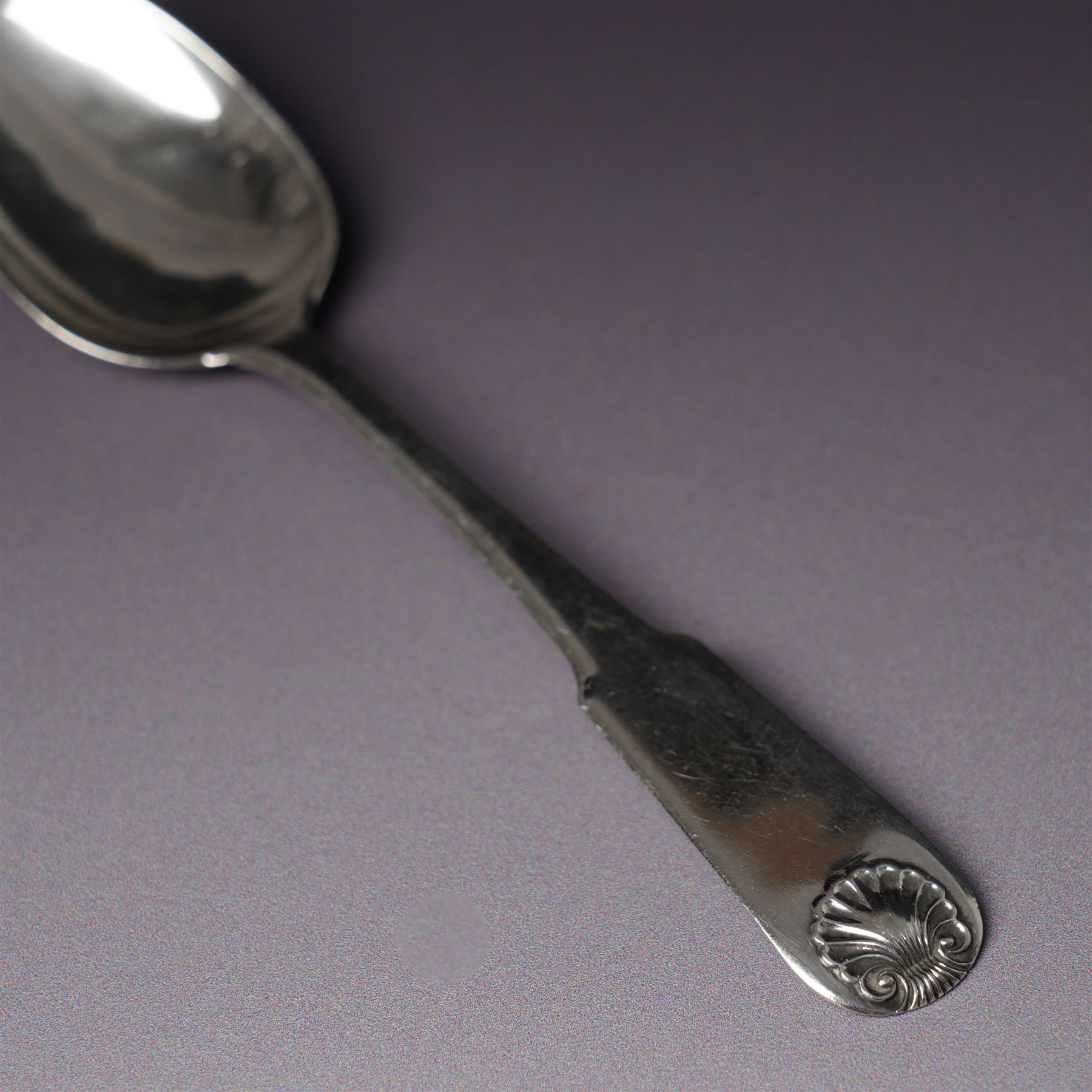 Set of six George III silver fiddle and shell pattern  teaspoons Edinburgh 1818 Maker George Fenwick