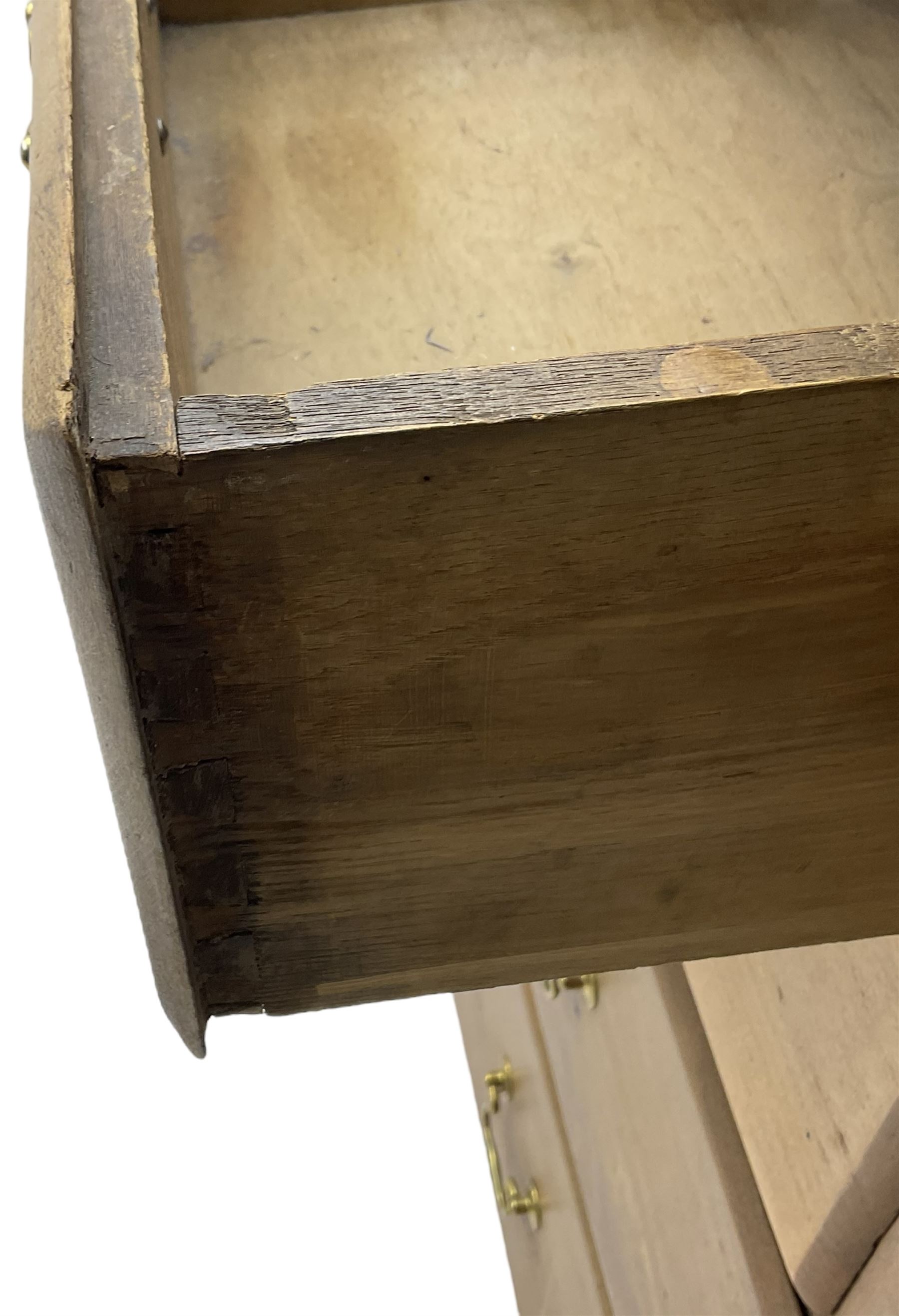 19th century walnut straight-front chest, fitted with two short and three long graduating drawers