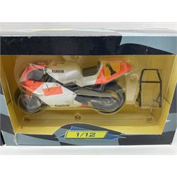 Nine NewRay 1:12 scale die-cast models of motorcycles including Ducati, Honda etc; and four other 1:12 scale die-cast models of motorcycles; all boxed (13)