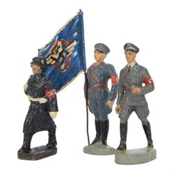Elastolin DLV Standard Bearer together with DLV officer marching and Allgemeine SS man in ...