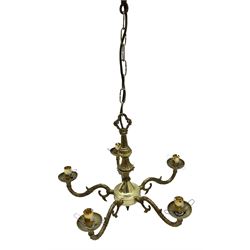 Five scrolling branch chandelier, H65cm 