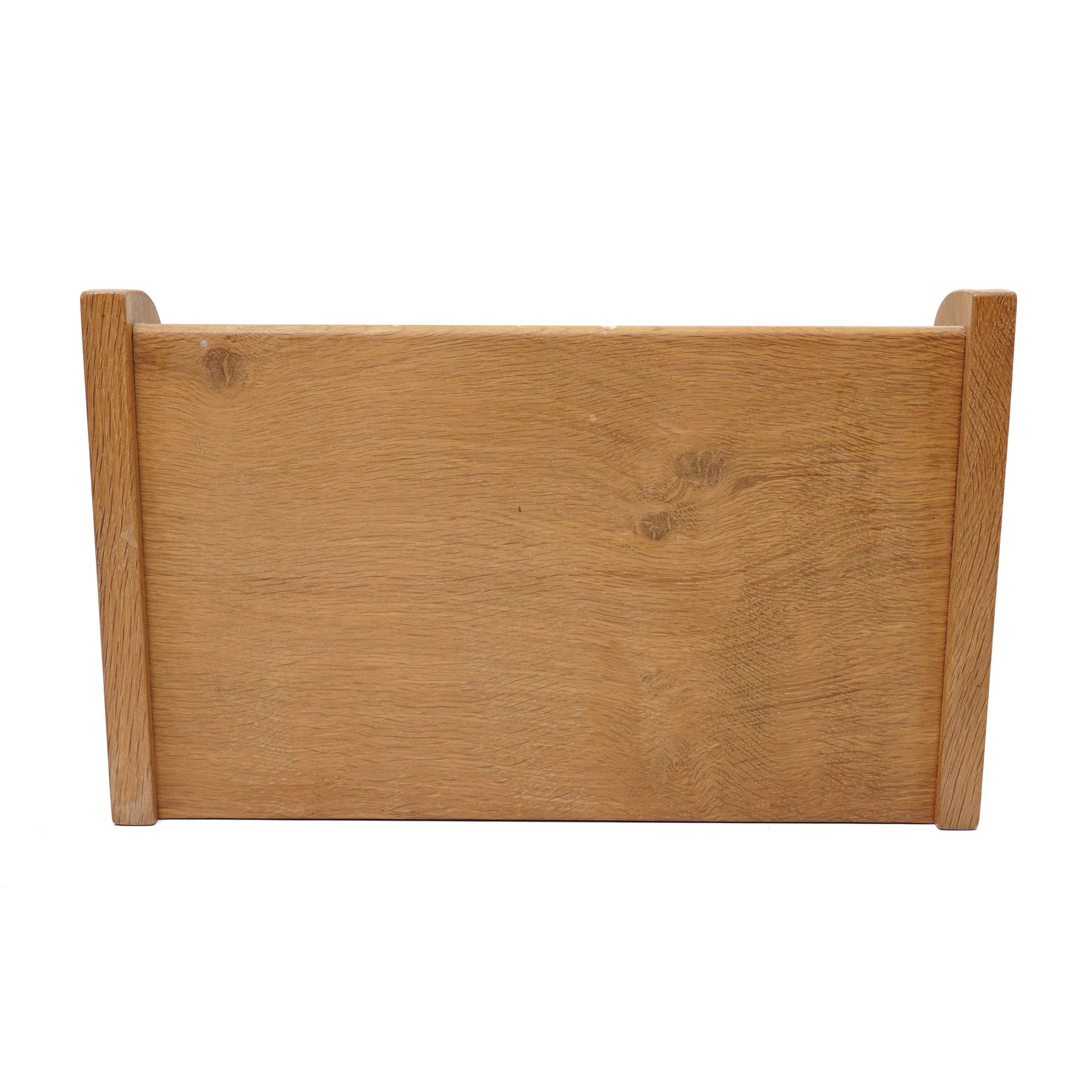 Mouseman -  oak letter rack, three tiered with carved mouse signature, by the workshop of Robert Thompson, Kilburn, W33cm