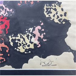 Raoul Dufy (French 1877-1953): Floral Design, gouache on paper signed with Artist's stamp and the cachet stamp of Bianchini Ferier   38cm x 30cm 
Provenance: with Leighton Fine Art; Bianchini Ferier Archive - Christie's London 16th November 2000. Notes: The silk weaving house of Bianchini Firier was founded in Lyon in 1888. In 1912 Raoul Dufy signed a contract with them and went on to produce about 4000 designs for Bianchini Firier between 1912 and 1928. After his contract came to an end Bianchini Firier continued to make fabrics for important fashion houses such as Worth, Madeleine Vionnet, Jeanne Lanvin Paquin and Patou. They produced scarves for Hermes, Jacques Fath and others and created imaginative designs for Givenchy, Balenciaga, Chanel, Dior and Yves Saint-Laurent etc.