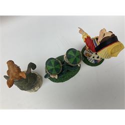 Goebel Alice in Wonderland figures, comprising Alice and Cat, White Rabbit, Queen of Hearts, March Hare, Tweedle Dee and the Mock Turtle, largest H18cm