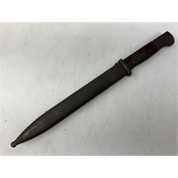 German Model 1884/98 knife bayonet, the 25.5cm fullered steel blade marked Alcosa Solingden; with steel scabbard L40.5cm overall