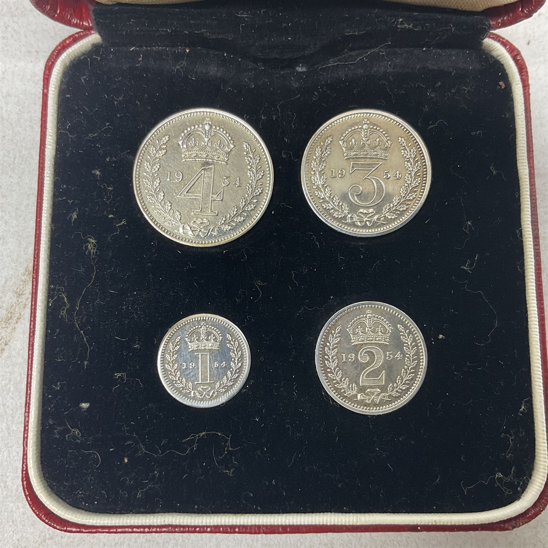 Queen Elizabeth II 1954 maundy coin set, cased
