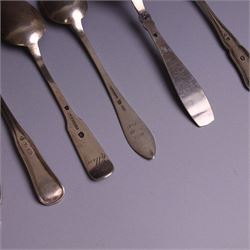 Collection of continental silver spoons, including set of six enamel demitasse spoons, stamped 925 and two enamel year spoons one by Arne Hansen, the other by Anton Michelsen