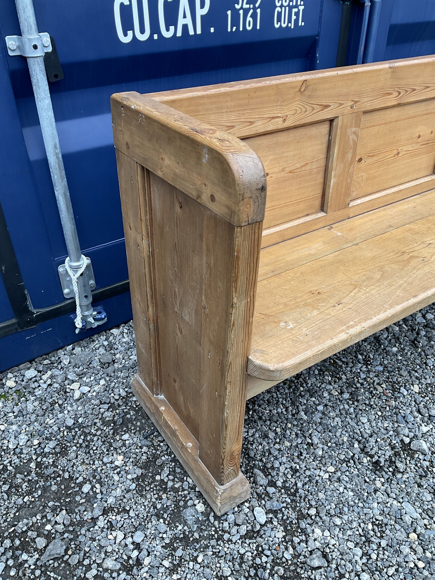 Waxed solid pine church pew - THIS LOT IS TO BE COLLECTED BY APPOINTMENT FROM DUGGLEBY STORAGE, GREAT HILL, EASTFIELD, SCARBOROUGH, YO11 3TX