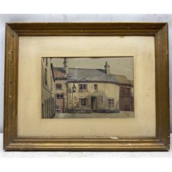Karl Salsbury Wood (British 1888-1958): The Old English House, watercolour signed and dated 1944, 15cm x 23cm; English Naive School (20th Century): Hound in the Haystacks, watercolour signed 'Clara Bradley' dated 1962, 26cm x 32cm (2)