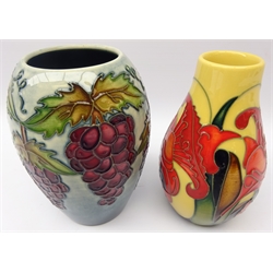  Moorcroft vase decorated in the Grapevine pattern, dated 2006, H13cm and a Moorcroft 'Rydal Mount' pattern vase, dated 2008 (2)  