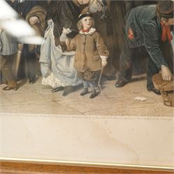 After William Powell Frith RA (British 1819-1909): 'The Railway Station', 19th century engraving with hand-colouring pub.1866, 52cm x 110cm