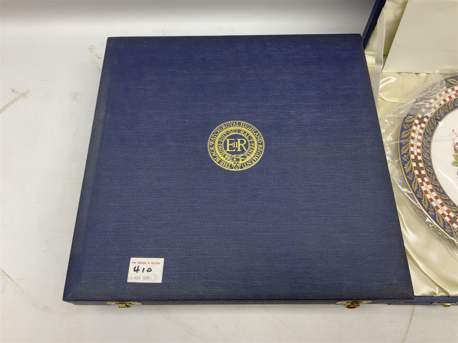 Five Spode Mulberry Hall limited edition Regimental commemorative plates - Argyll & Sutherland Highlanders No.9/500; Cheshire Regiment No.352/500; Kings Own Scottish Borderers No.113/500; Black Watch Royal Highland Regiment No.331/500; and Royal Welch Fusiliers No.309/500; all boxed with certificates (5)