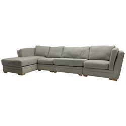 DFS - corner sofa upholstered in grey fabric