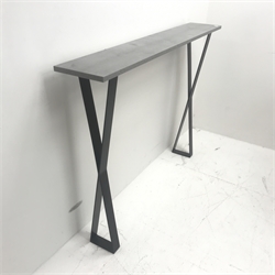 Modern radiator cover stand, metal 'X' shaped supports, W120cm, H88cm, D20cm