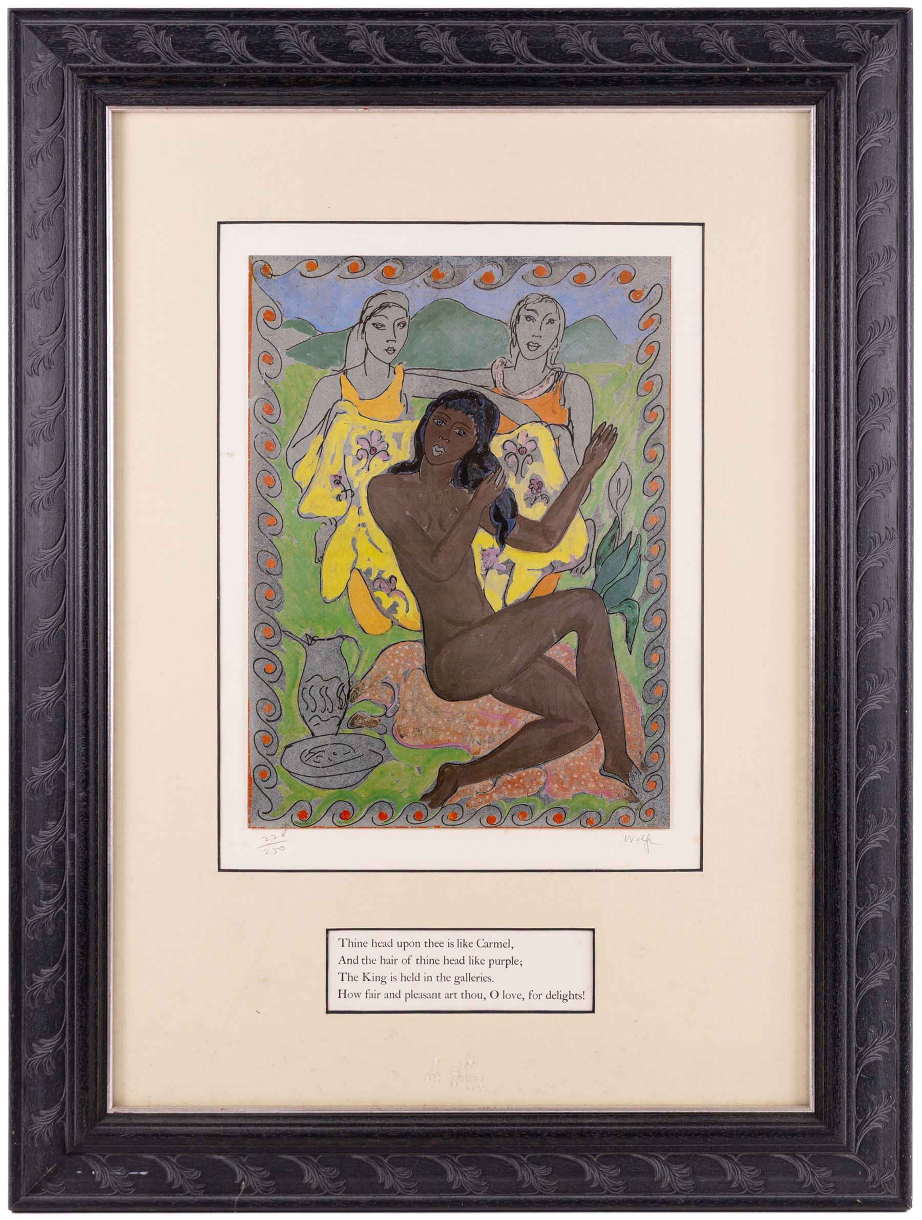 Edward Harris Wolfe (South African 1897-1982): 'Song of Songs', set of twelve limited edition lithographs on silvered paper each signed and numbered 228/250 in pencil, 36cm x 26cm, in matching frames (12)