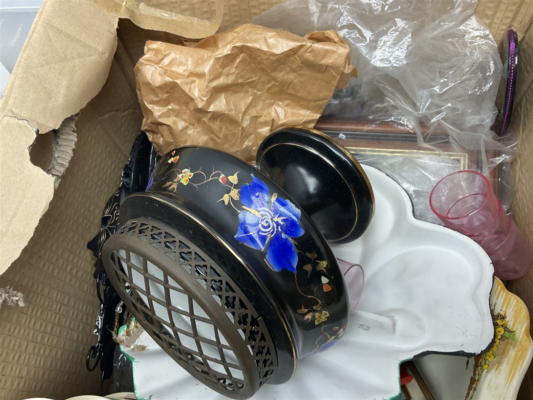 Collection of decorative Venetian masks together with other collectables, in two boxes 