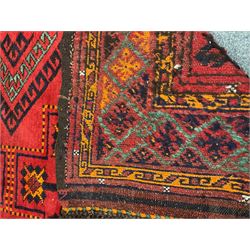 Turkish red ground Rug, repeating border geometric patterned field