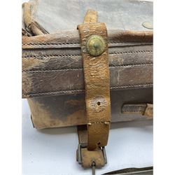 19th century leather suitcase, with brass plaque to cover engraved 'C R F Lutwidge Esq', the pink silk and white kid leather interior with pouch and edging impressed with gilt lettering reading 'By Appointment of Prince of Wales J W Allen 37 Strand Maker Prize Medal Awarded', H21cm, W73cm, Notes: Charles R. Fletcher Lutwidge, was mayor of Tunbridge Wells between 1895-1898, and again between 1901-1902