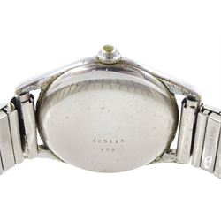 Tudor gentleman's plated manual wind wristwatch, Ref. 709, case No. 625113, dial with Arabic hour markers and subsidiary seconds dial, on expanding stainless steel strap