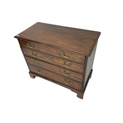 George III mahogany chest, the rectangular top with moulded edge over four graduating cock beaded drawers, on bracket feet