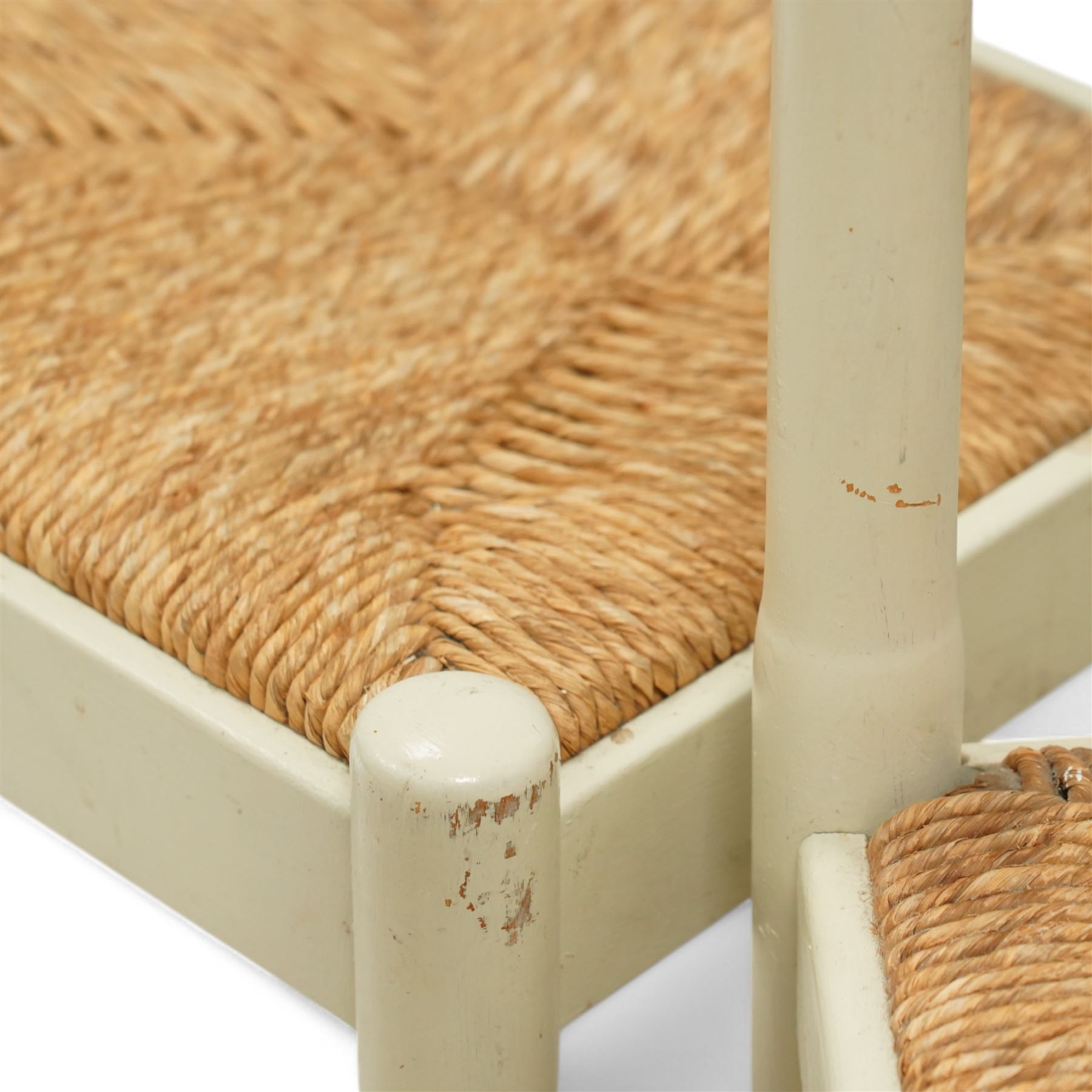 Vico Magistretti (1920-2006) for Habitat - set of six 'Carimate' beech framed dining chairs, in paint finish with rush seats