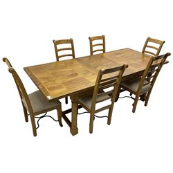 Barker & Stonehouse - rectangular flagstone dining table and a set of six ladder back dining chairs 