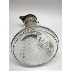 Edwardian silver mounted whisky noggin, of tapering cylindrical form with hinged flat cover, H12cm, together with a silver whisky label, each hallmarked H B Johnson & Co, London, whisky noggin dated 1906, label 1910