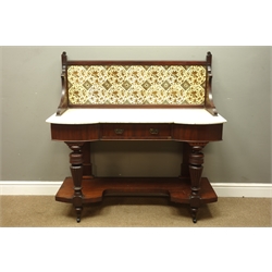  Late Victorian marble top washstand, fitted with single drawer, W121cm, D50cm, H120cm  