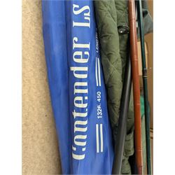 Fishing rods including Carson Elegance XI telescopic rod and a Maver Reality 10ft Match rod and reels including Selection Spin Pike, Matt Hayes Adventure Carp Reel and Shakespeare Omnix FD