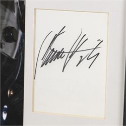 Ten signed Formula 1 photographs, comprising eight Damon Hill examples, Jenson Button and a Nigel Mansell example, nine with certificates of authenticity from Write Stuff Autographs, all framed, largest H47cm, W67cm
