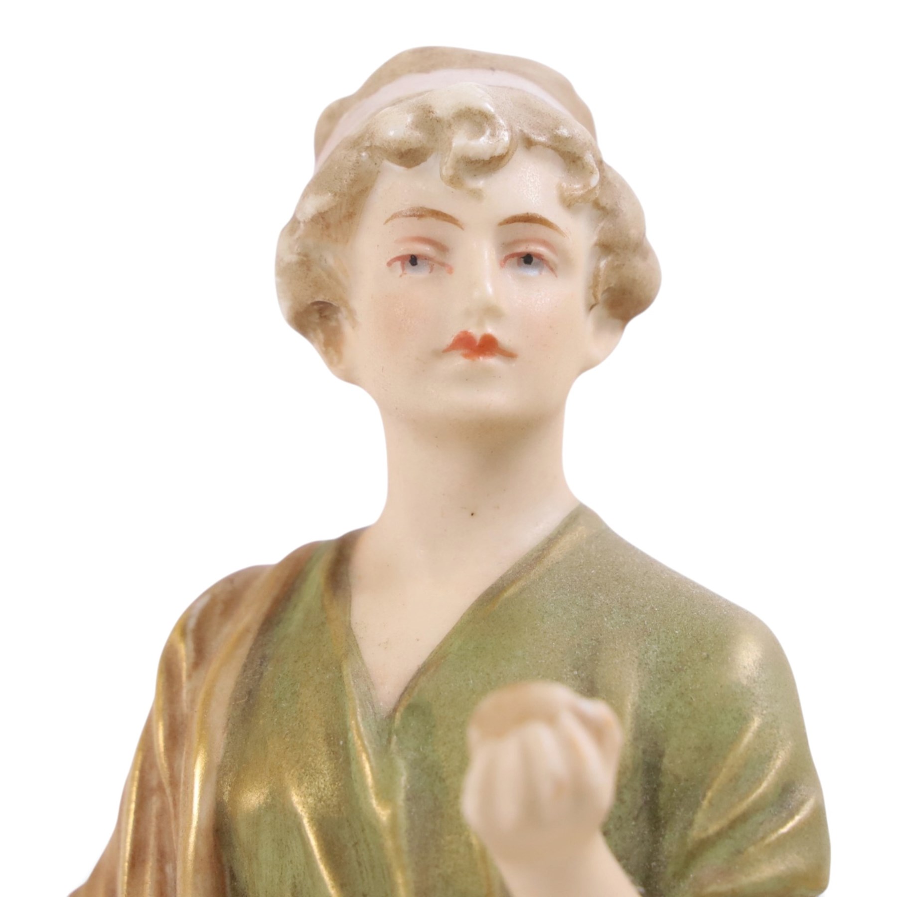 Three Royal Dux figures, Fruit Picker, no. 2082, Lady with Dove, no 2132 and Lady with Shawl no 2133, H23cm
