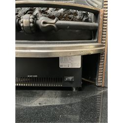 Aurora Dorchester Black Fire suite - granite style surround with cast iron insert, electric fire with remote and black hearth