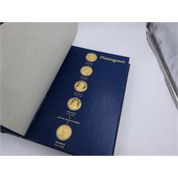 Franklin Mint, The Kings and Queens Collection, forty-three 24ct gold plated silver medallions, each engraved RSBS First Edition Silver Jubilee 1977 and hallmarked Franklin Mint, London 1978, contained within blue presentation folder
