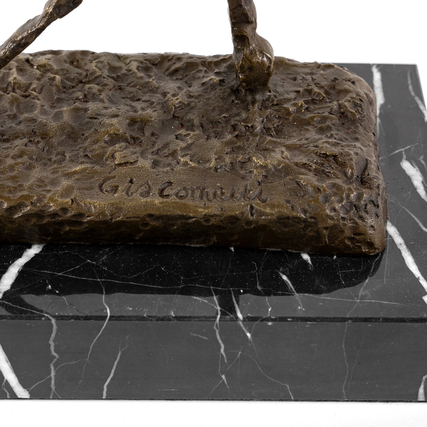 After Giacometti, bronze figure The Dog, on rectangular marble base, H22cm, L42cm