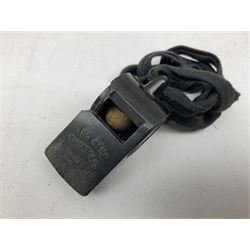 Black painted three colour railway lamp with revolving filters, H29cm; BR Acme Thunderer whistle; three railway peaked caps, two with BR Intercity 125 badge; small album of photographs of railway interest etc