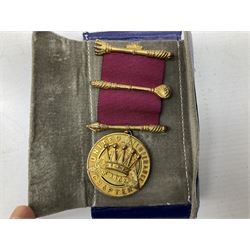 Group of predominantly Masonic Jewels of Office, to include silver, and silver gilt and enamel examples, mostly 1950's and 1960's in date, etc. 